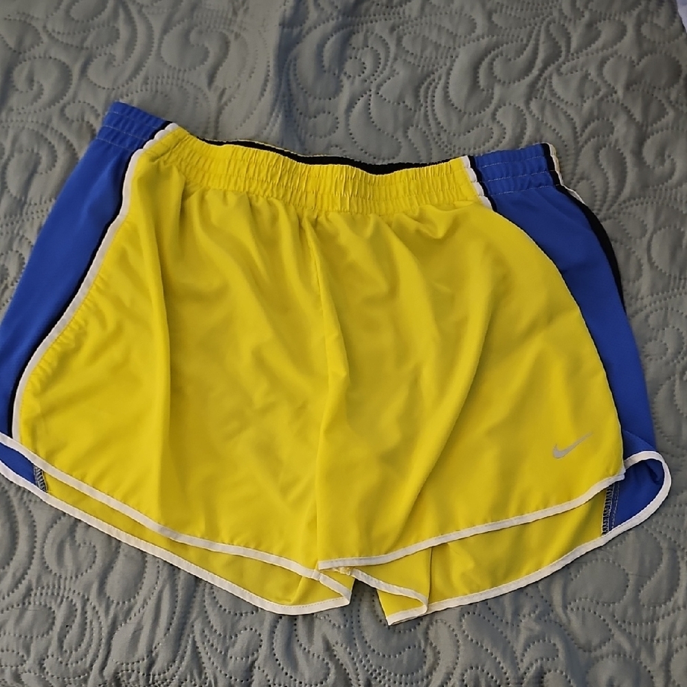 Nike Yellow and Blue Athletic Shorts